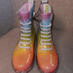 Western Chief Toddler/Youth Girl's Combat Rain Boots - Rainbow - Size 11 (NWT)
